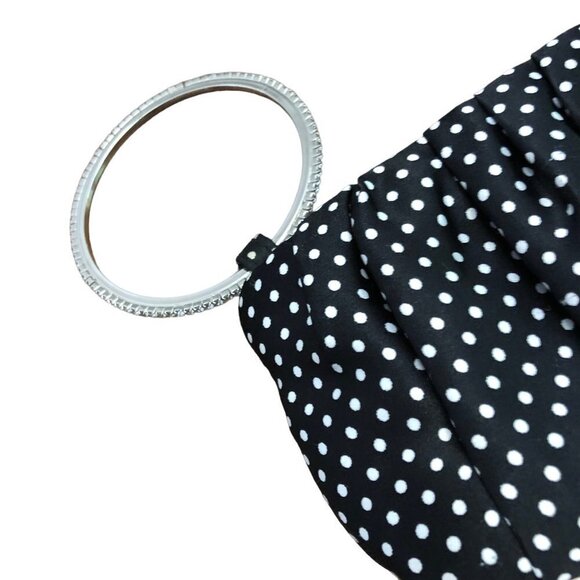 Steve Madden Wristlet with Bling Bracelet Black White Rhinestones Small Evening - Picture 4 of 8